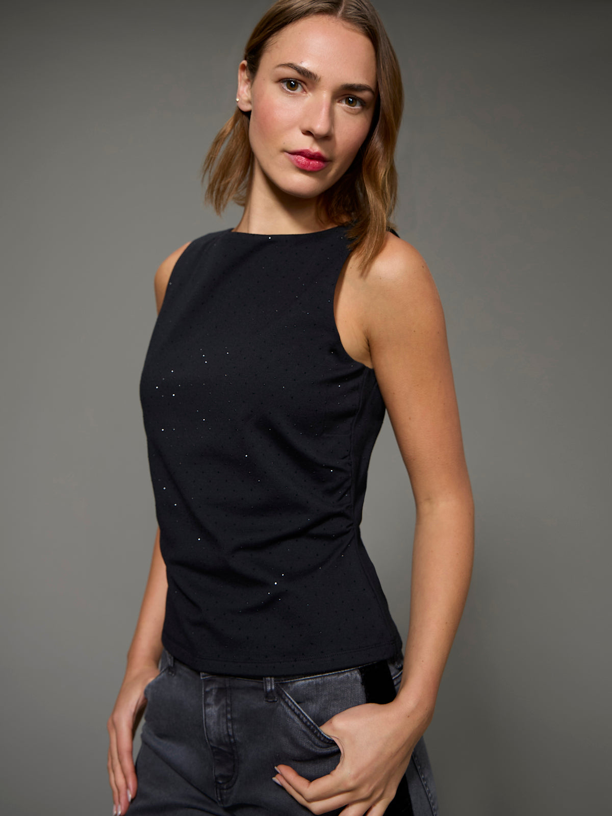 Rhinestone Scoop Back Tank