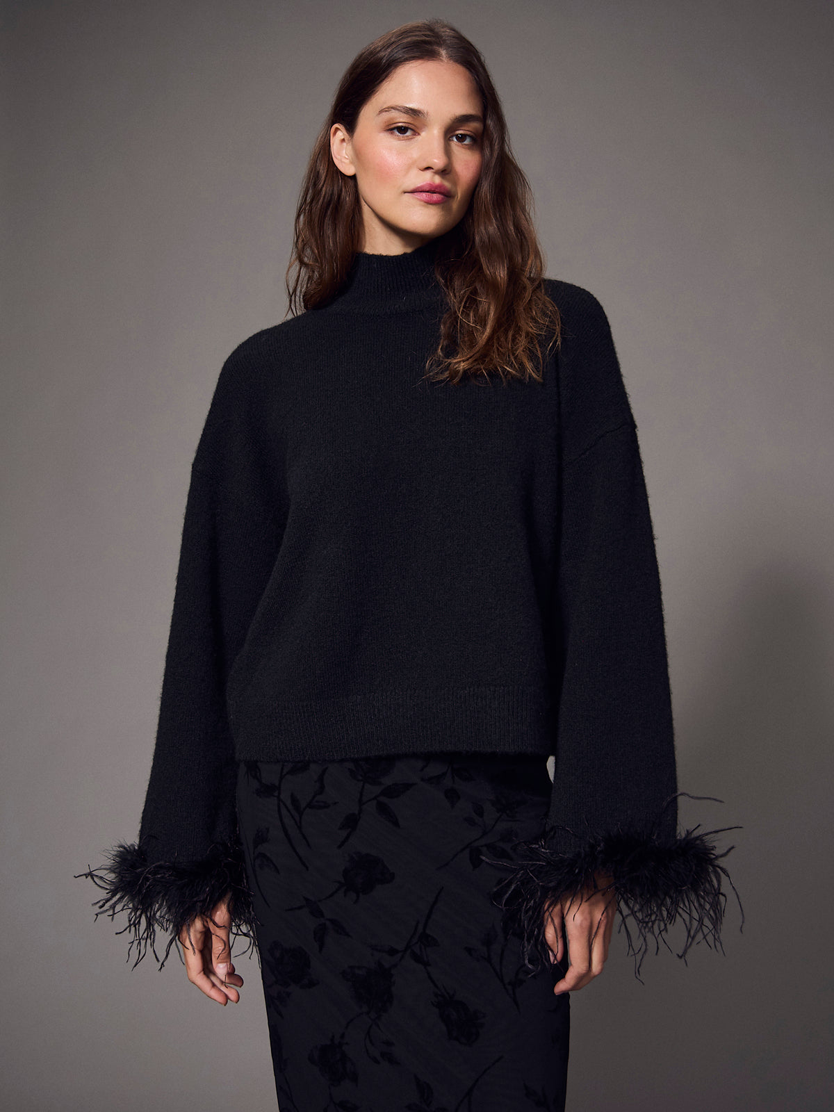 Feather Trim Sweater