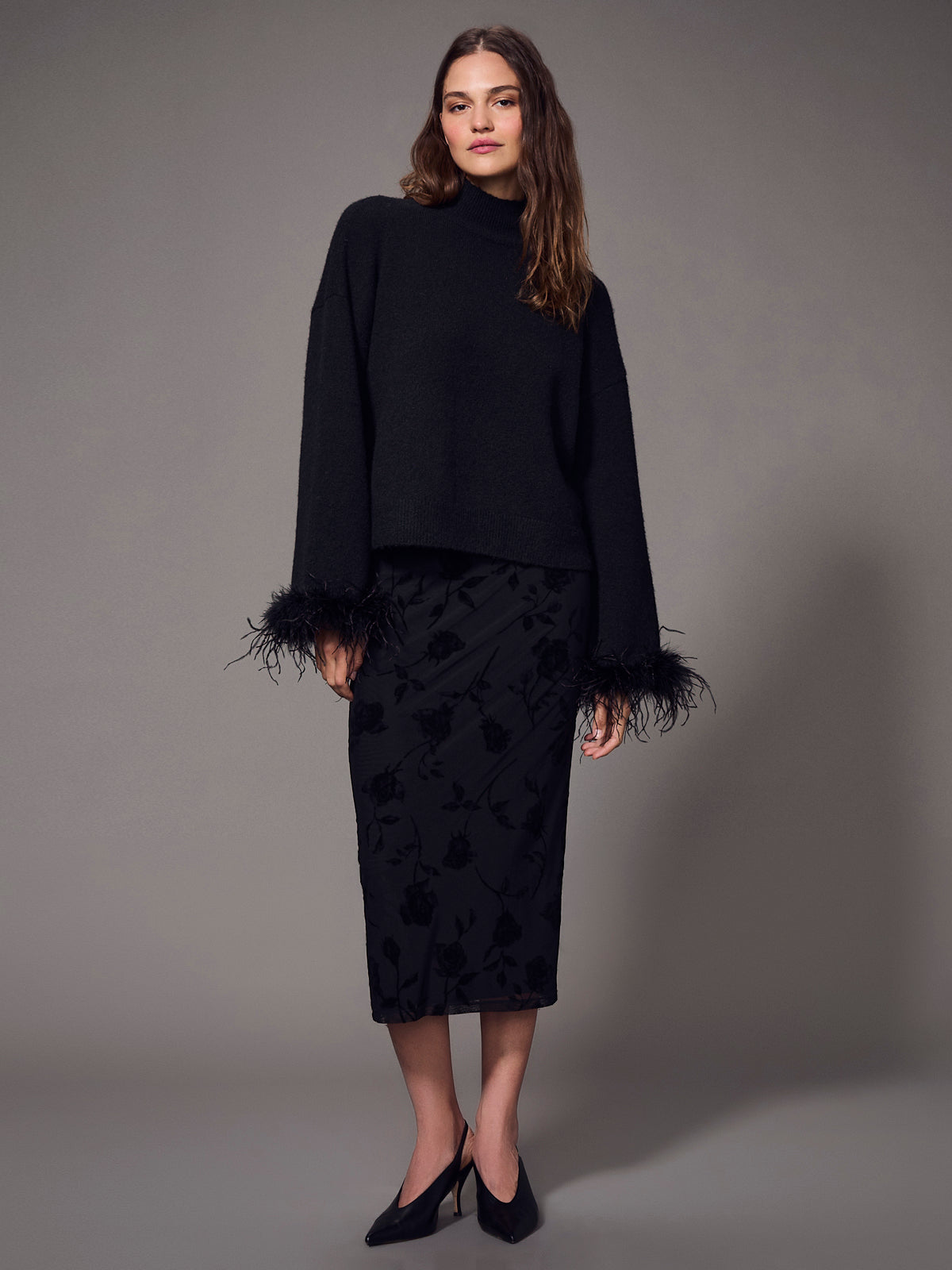 Feather Trim Sweater