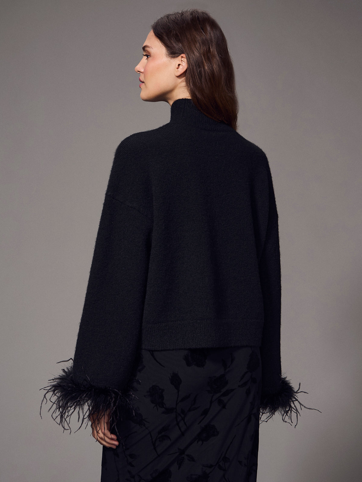 Feather Trim Sweater