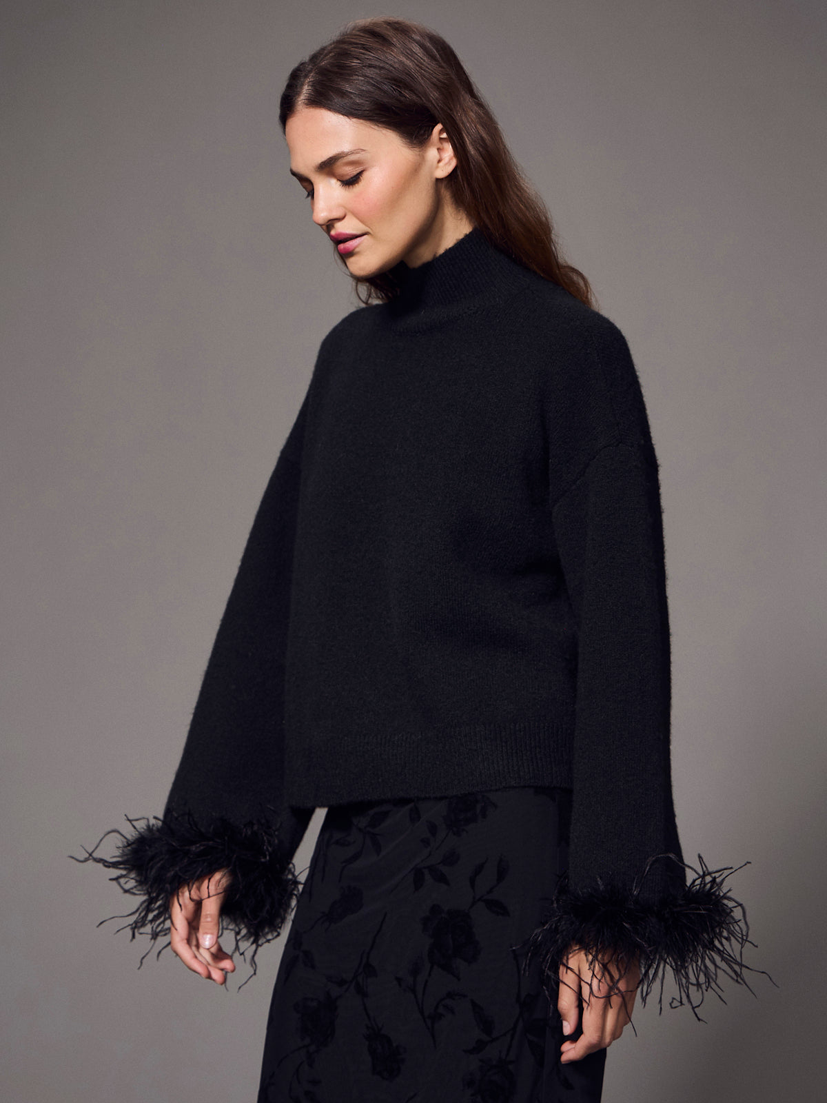 Feather Trim Sweater
