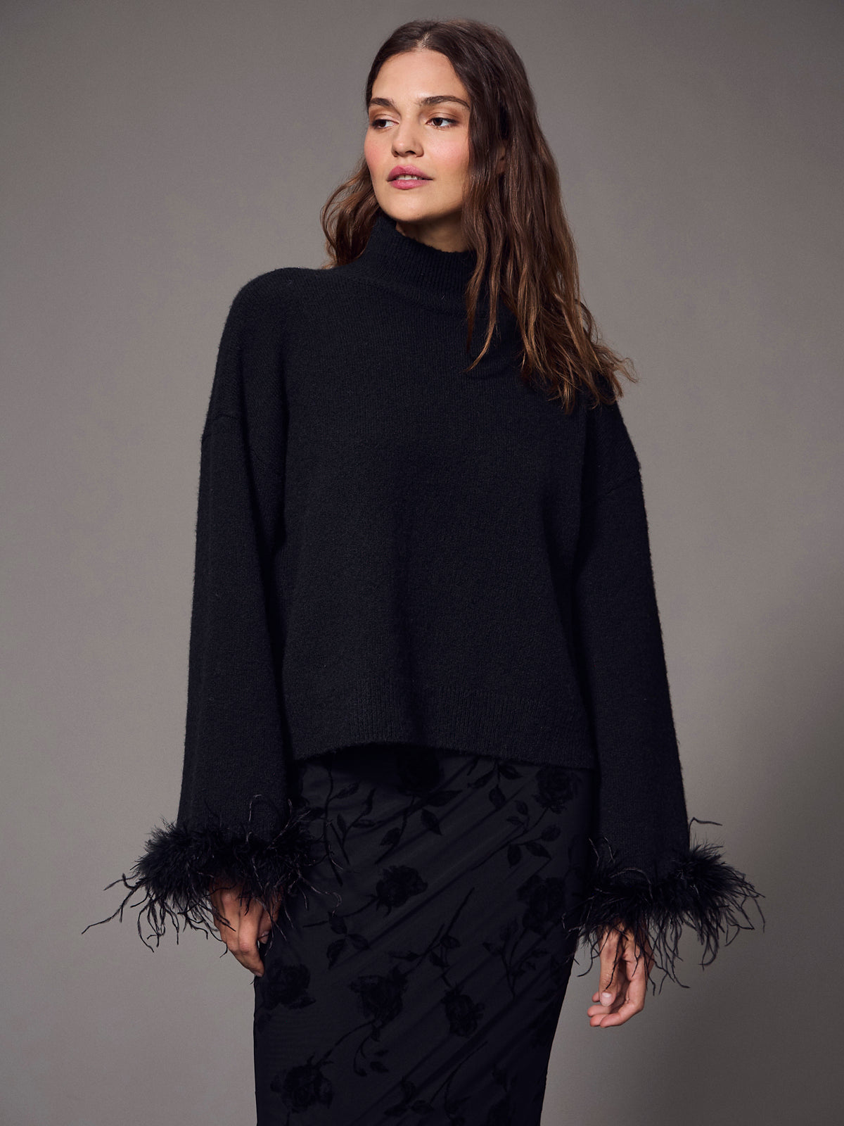 Feather Trim Sweater