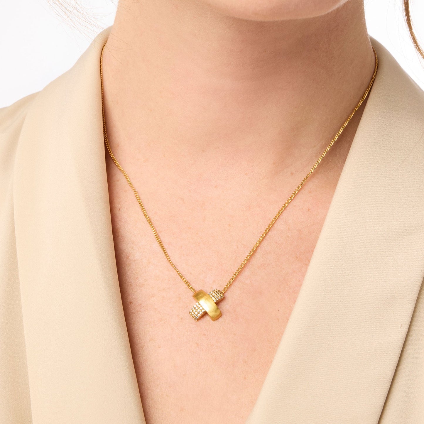 Catalina Pave X Delicate Necklace