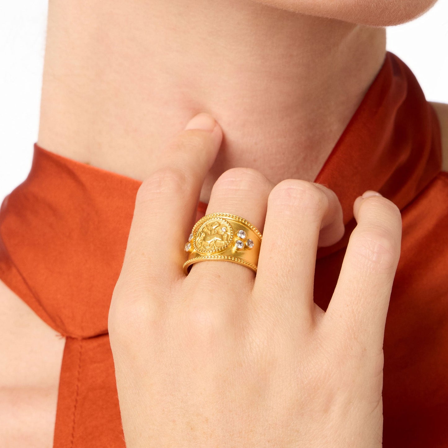 Coin Crest Ring-Cubic Zirconia