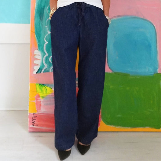 Palazzo Denim Pant - Dark Rinse