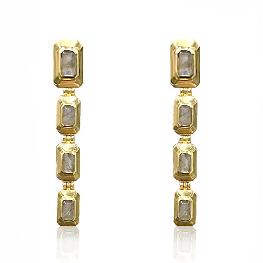 Gold Labradorite Beryl Earrings E-301