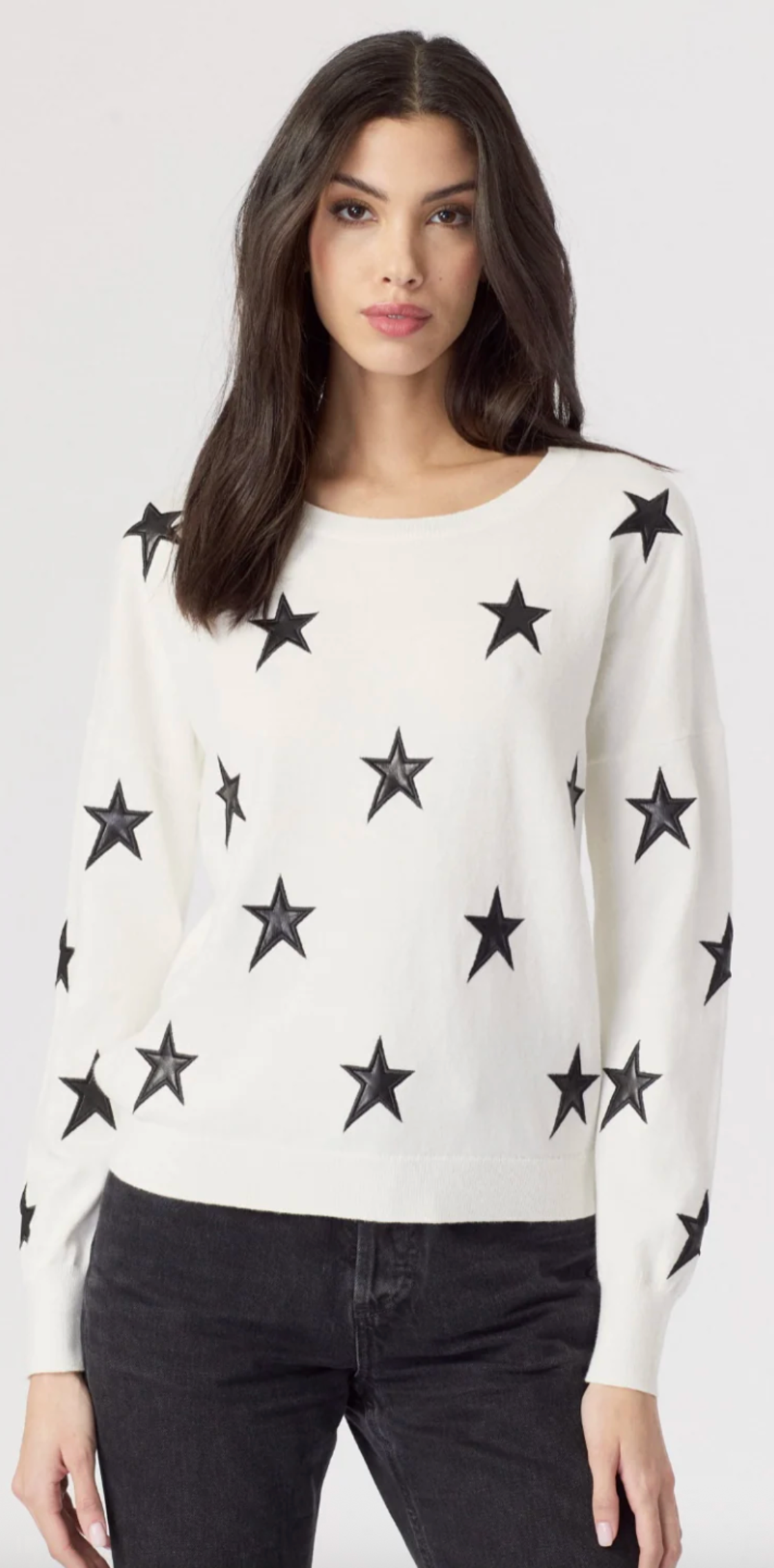Faux Leather Star Crew