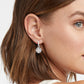 Silver Fleur-de-Lis Hoop and Charm Earring