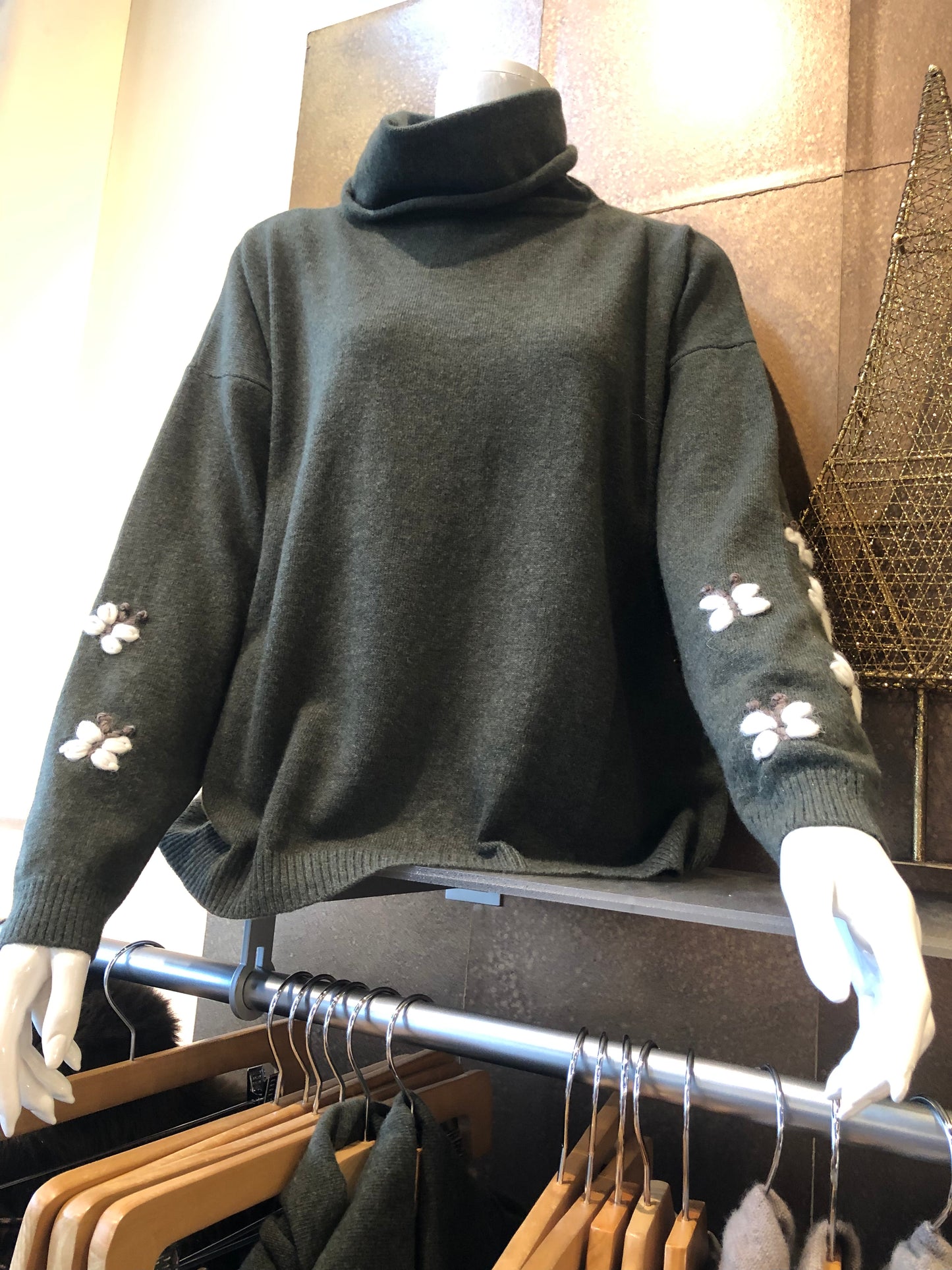 Embroidered Wool Turtleneck