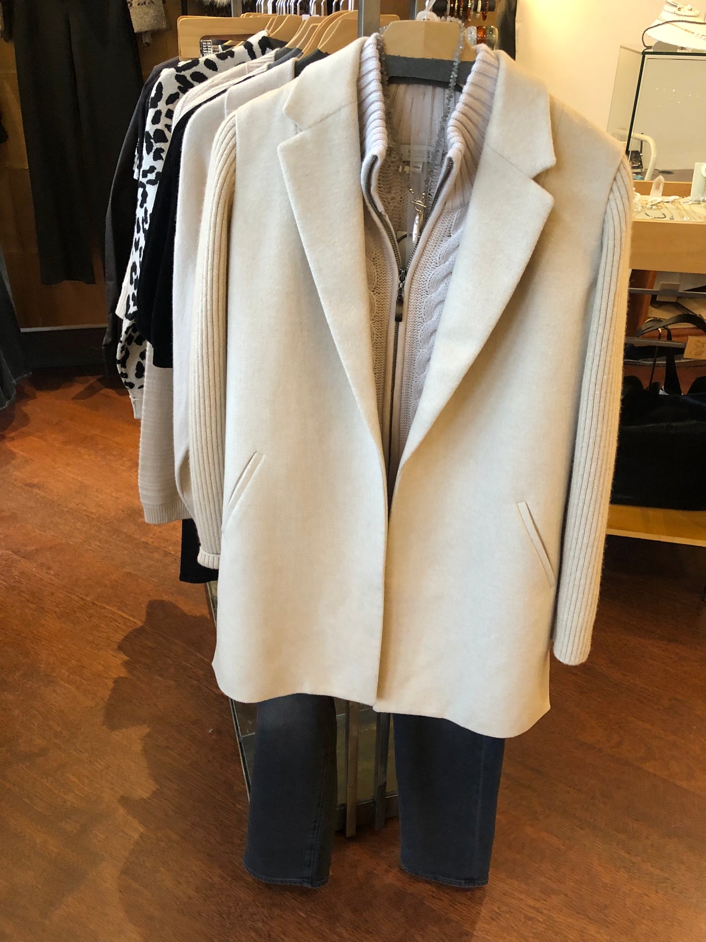 Collared Rib Sleeve Coat