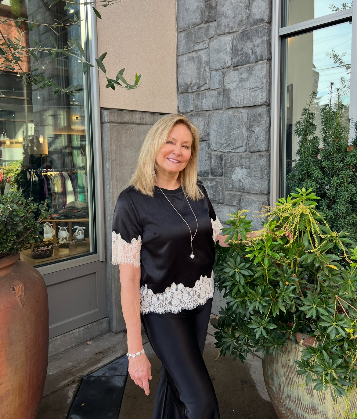 One-of-a-kind Satin Lace Top