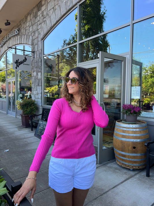 Rox Ribbed Vneck