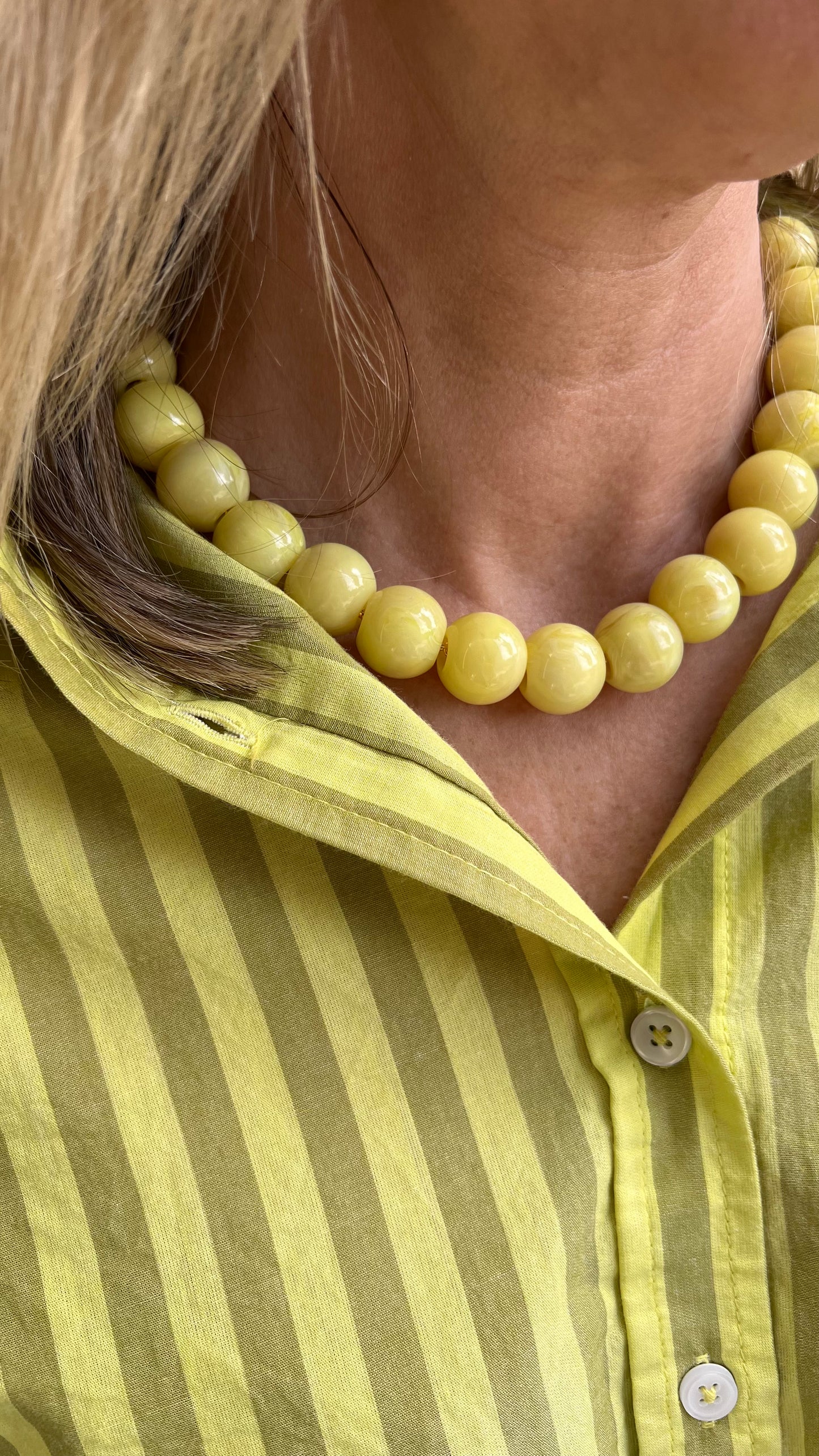Small Beads Necklace-Lemon Marble