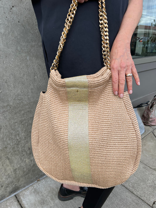 Sac Basic Small Stripe-Raffia Militare