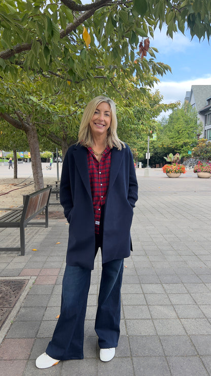 Collared Rib Sleeve Coat