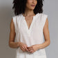 Crinkle Cotton Sleeveless Henley