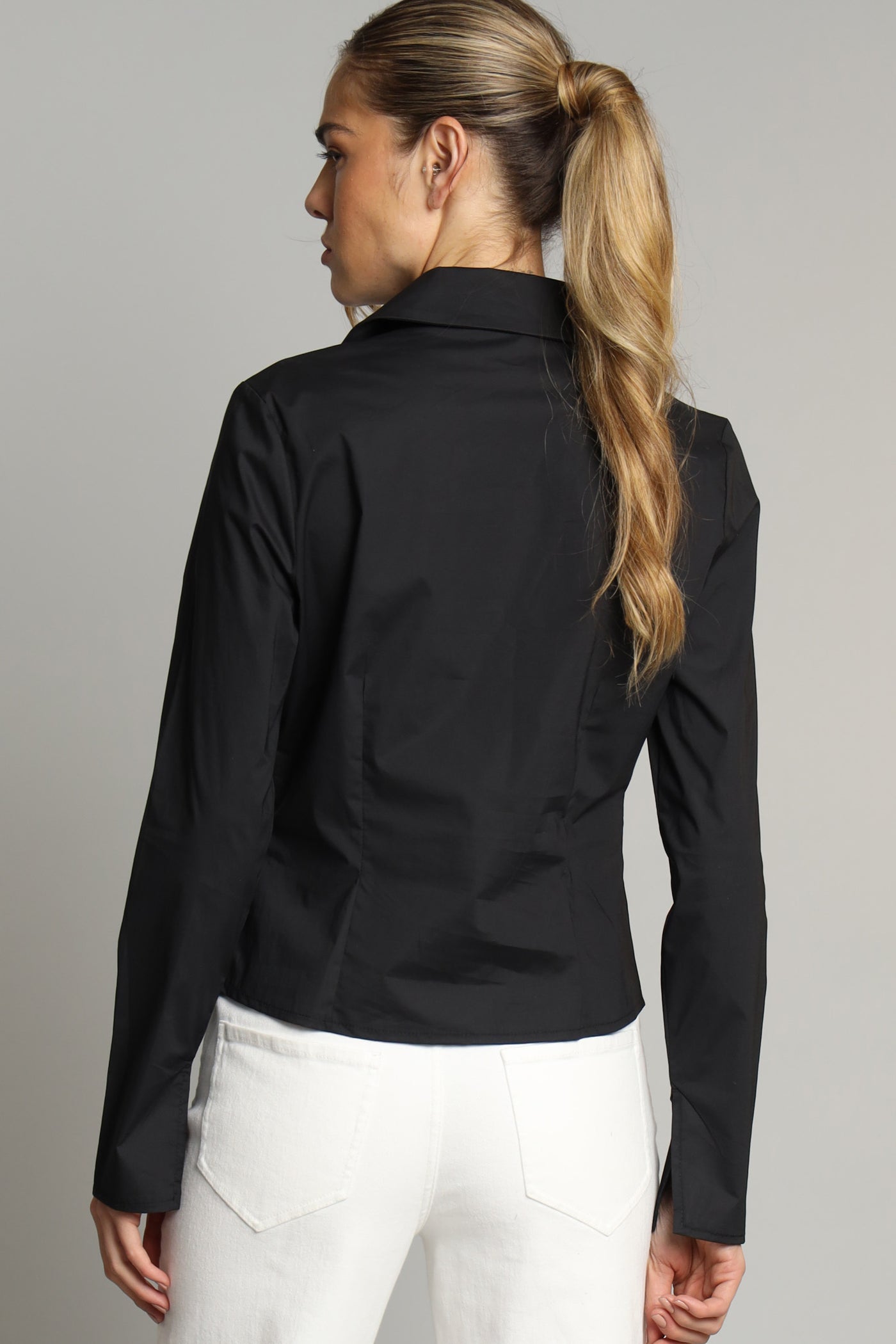 Stretch Poplin Zip Front