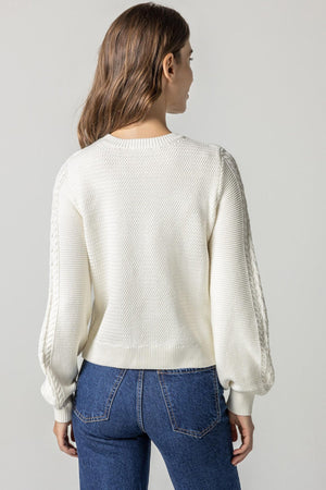 Long Sleeve Cable Crewneck Sweater