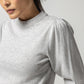 Rib Trim Puff Sleeve Sweater