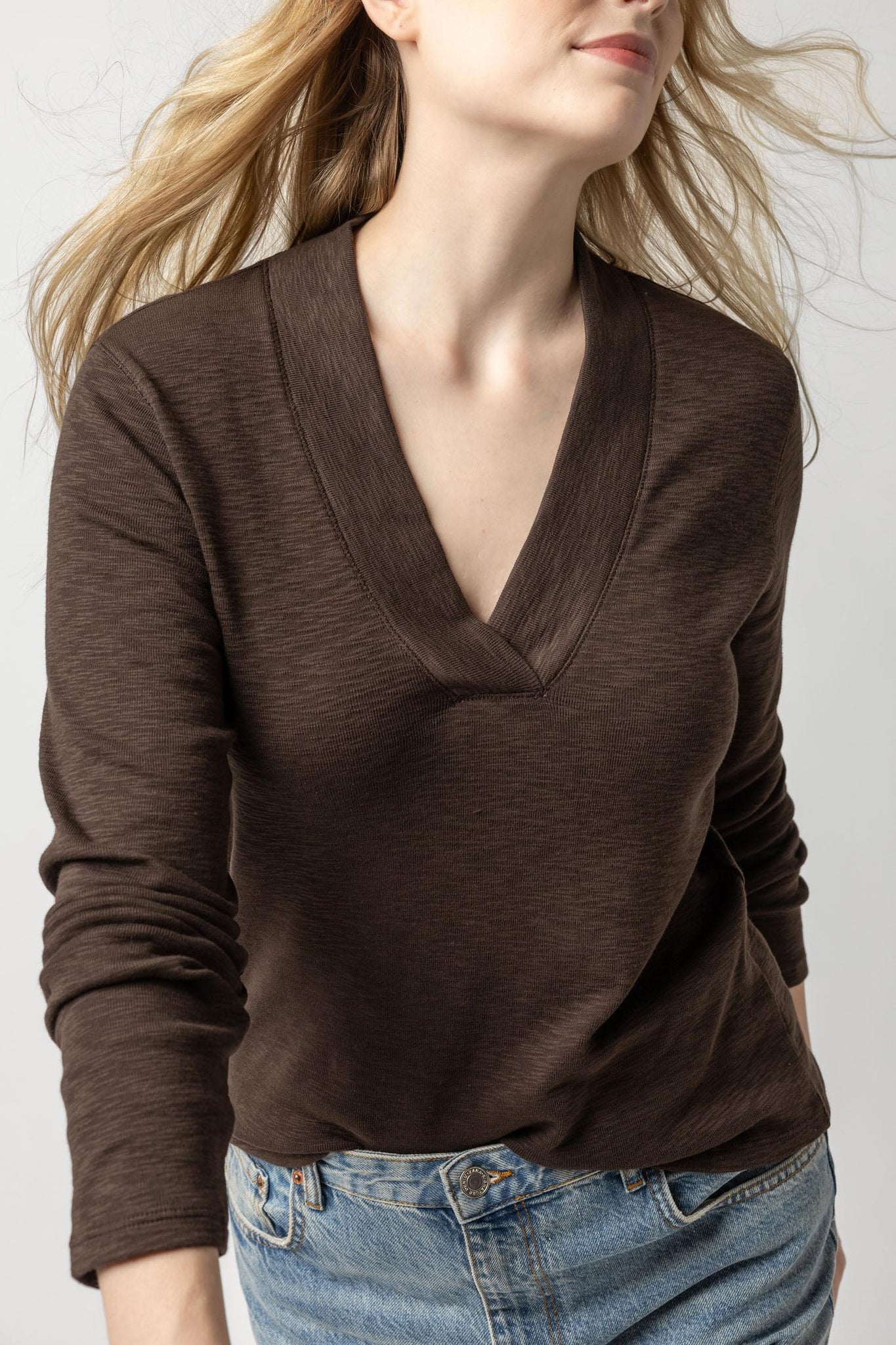 Long Sleeve Shawl Neck