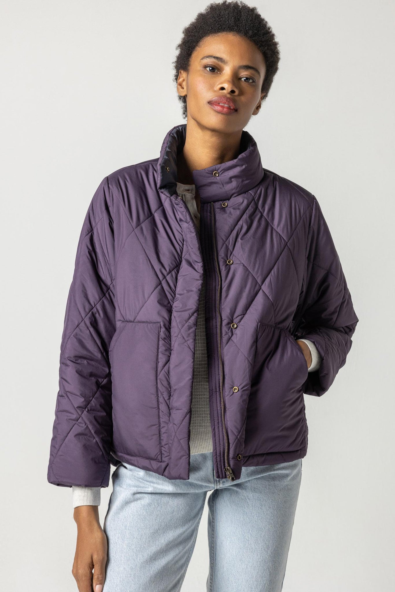 Shirttail Hem Zip Front Jacket