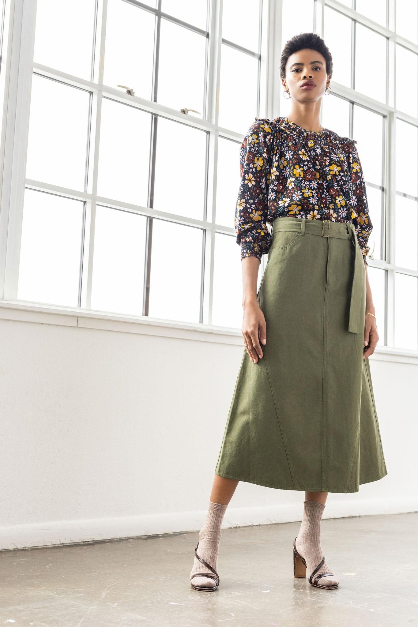 Floral Smocked Cuff Top