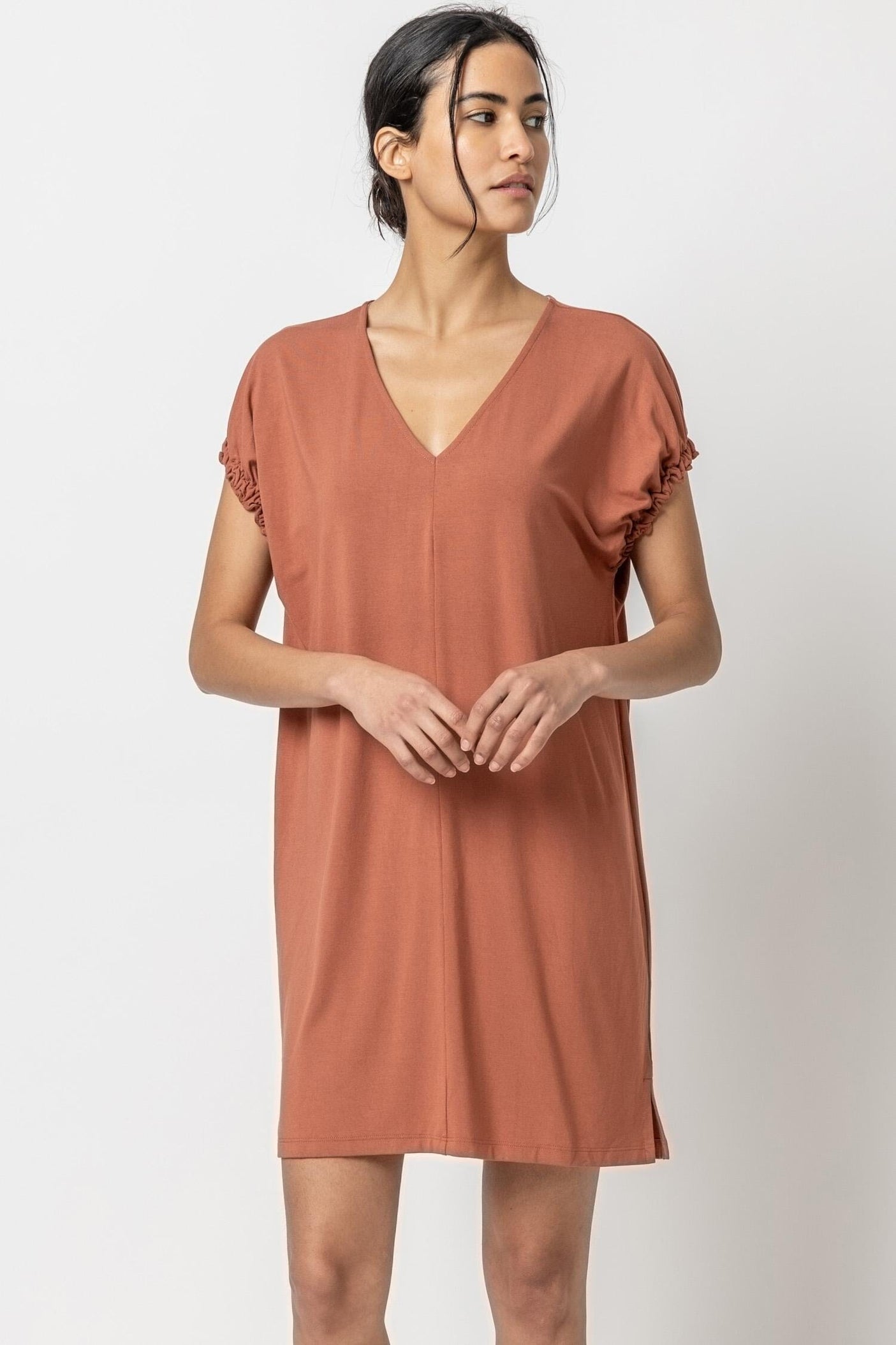 Easy V-Neck Cuff Dress