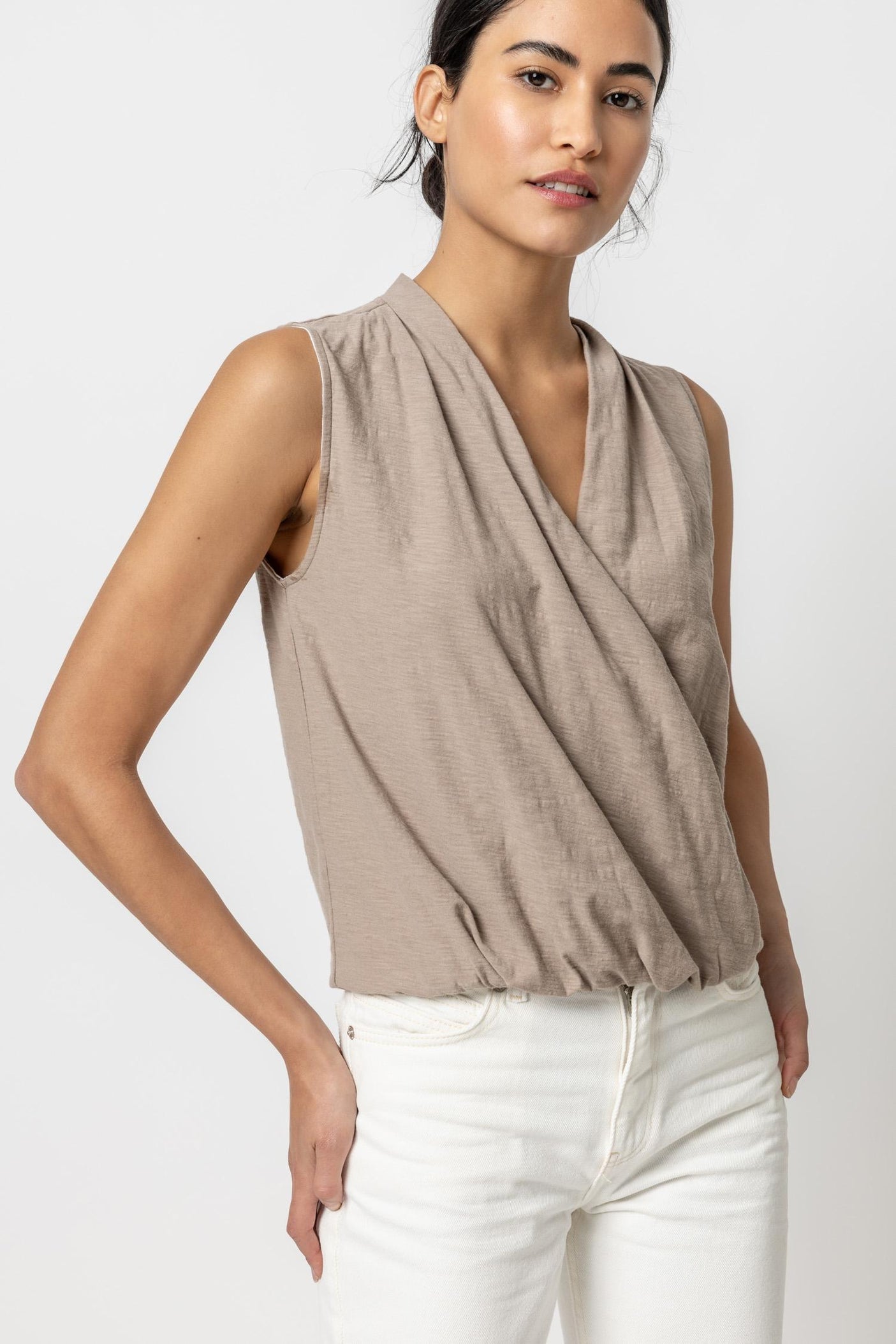 Sleeveless Faux Wrap