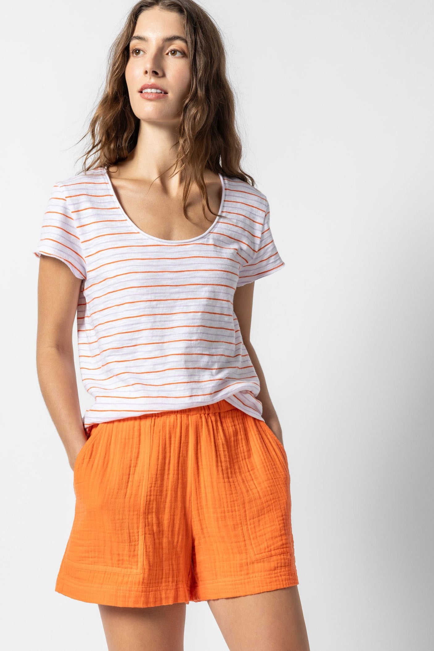 Striped Scoop Neck Tee