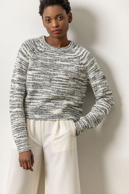 Ribbed Neck Raglan Sweater