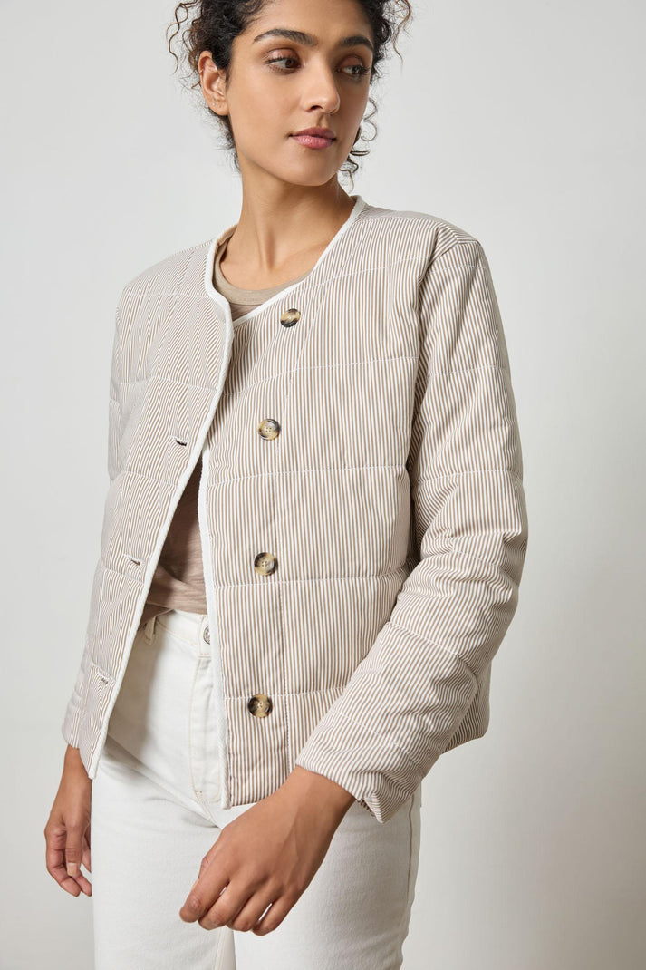 Stripe Collarless Jacket