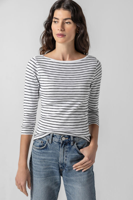 Striped 3/4 Boatneck
