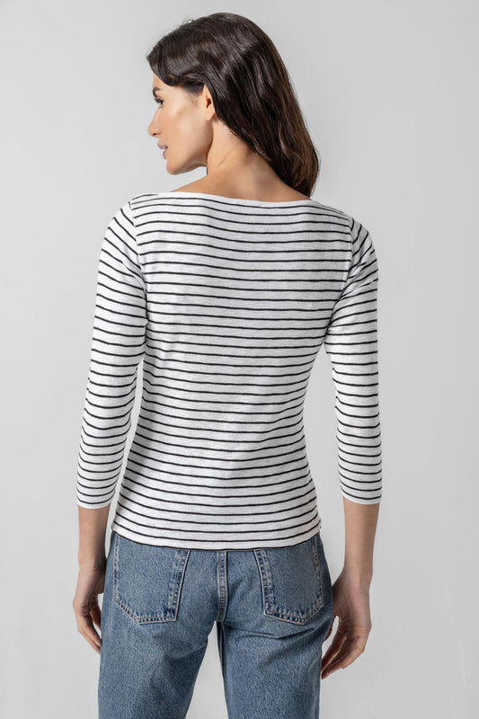 Striped 3/4 Boatneck