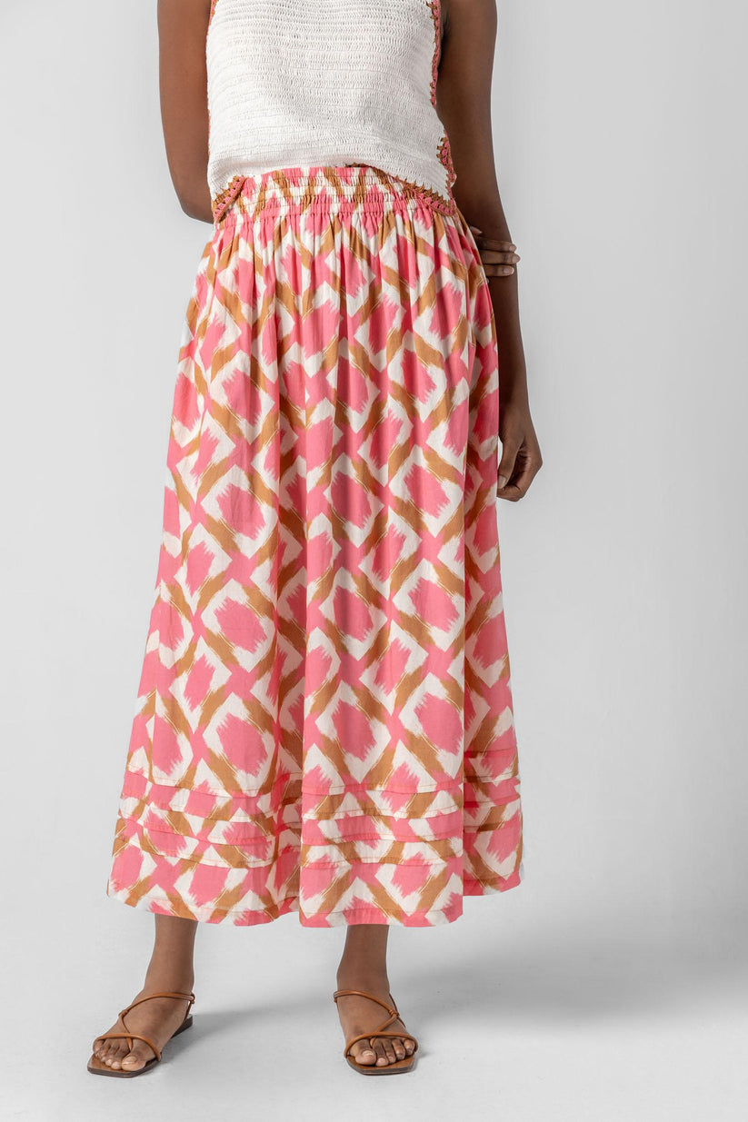 Shirred Elastic Waist Skirt