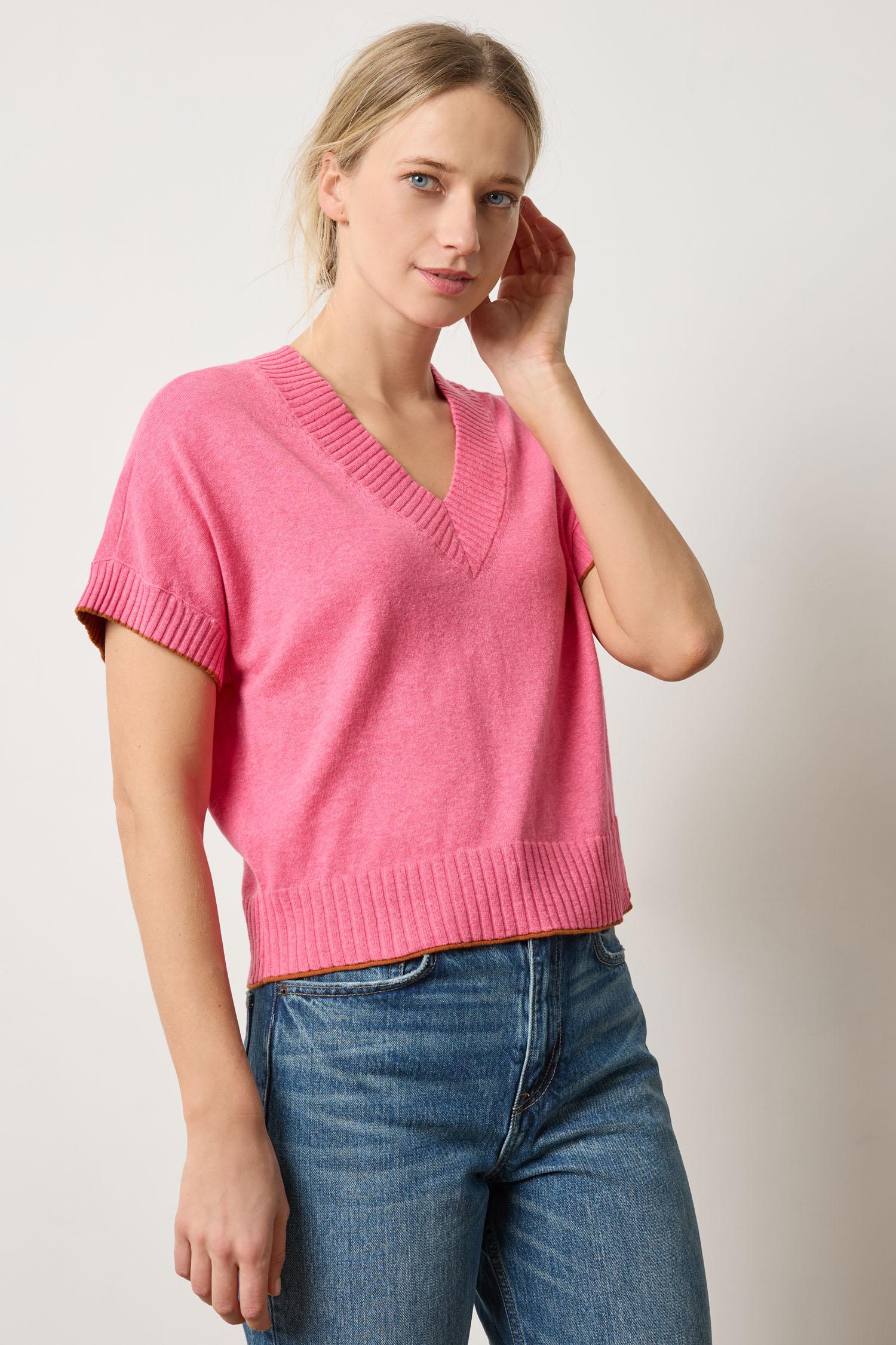 (取寄) リラ P レディース ショート スリーブ V-ネック セーター Lilla P women Short Sleeve V-neck Sweater Wildflower Short Sleeve V-Neck Sweater – Lilla P