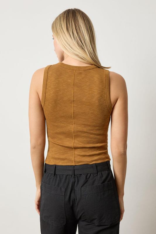 Rib Slub Side Pleat Tank