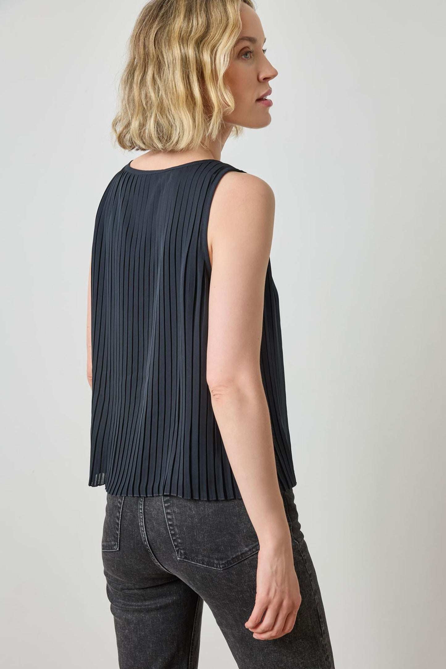 Pleated V-Neck Shell