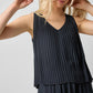 Pleated V-Neck Shell