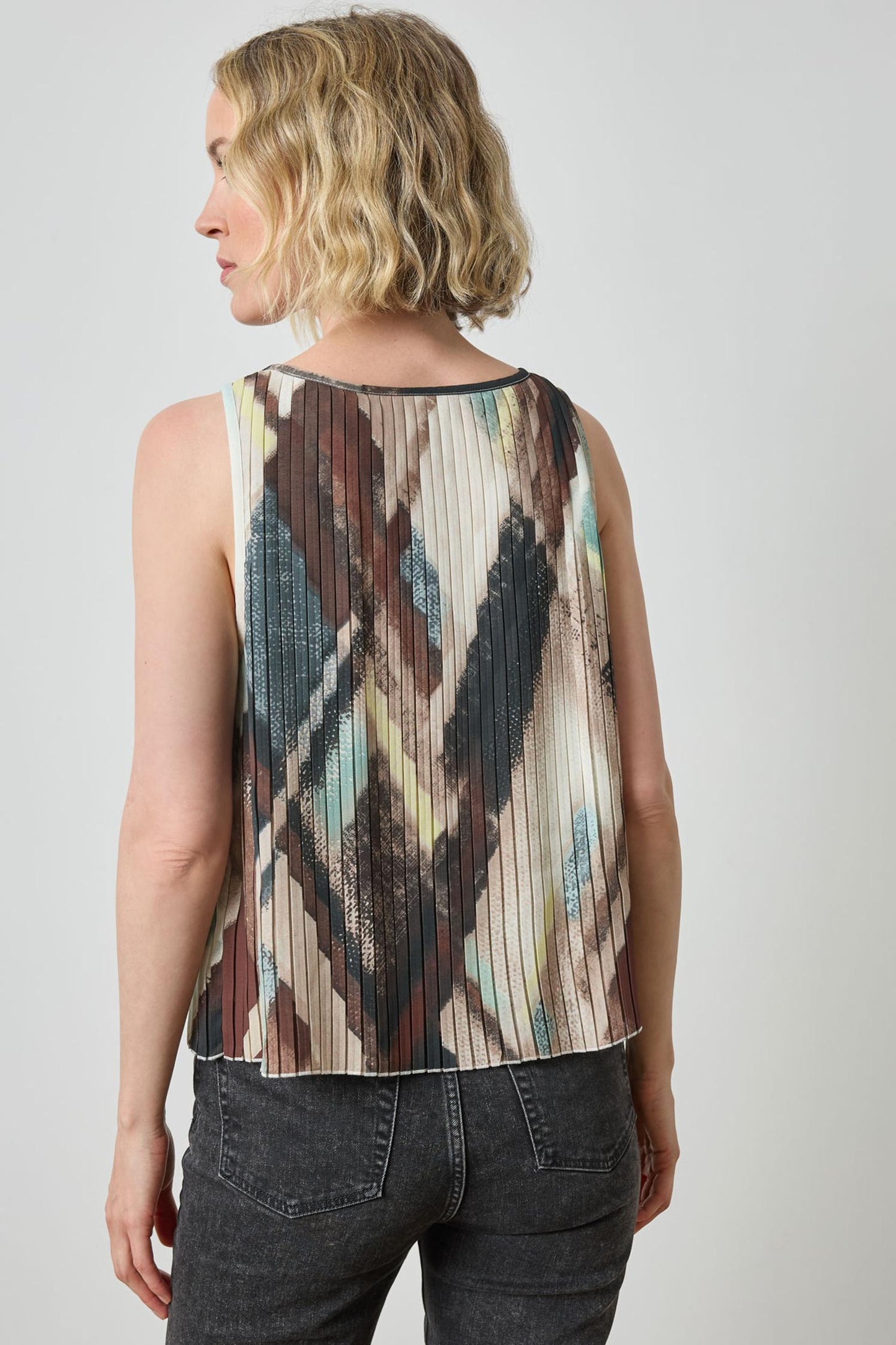 Pleated V-Neck Shell