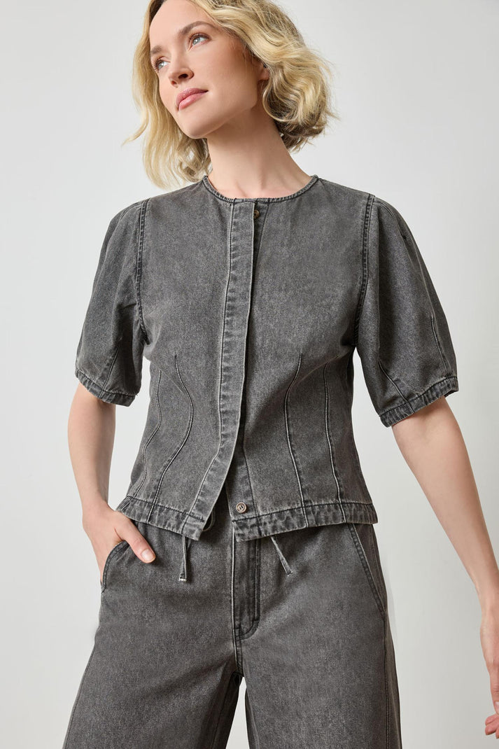 Denim Full Sleeve Seamed Top