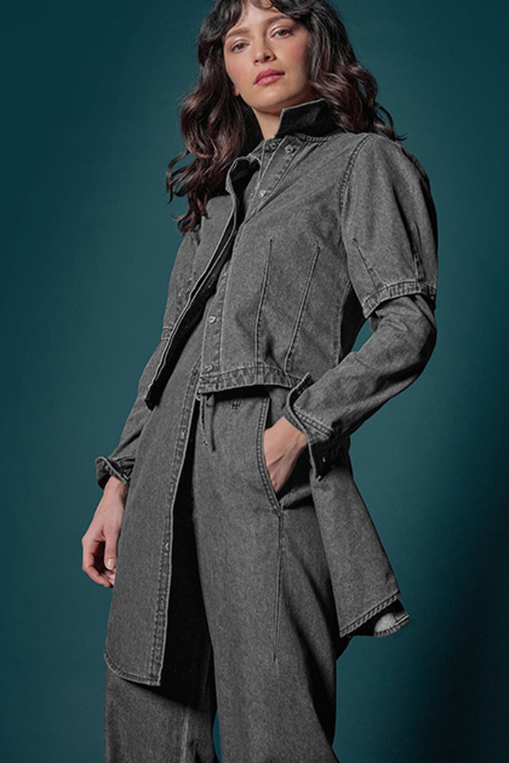 Denim Full Sleeve Seamed Top