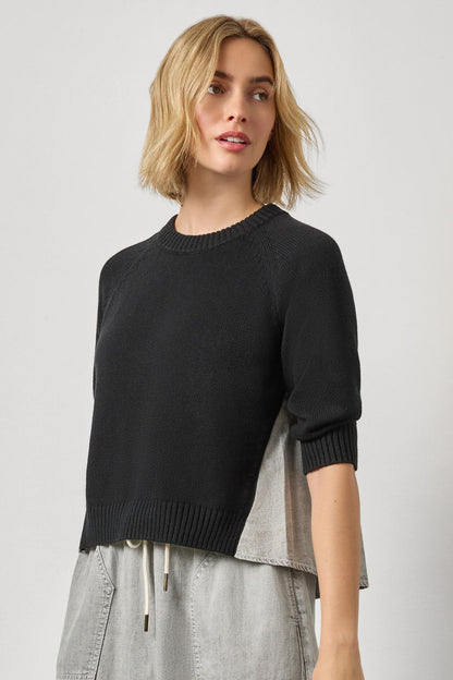 Denim Elbow Sleeve Sweater