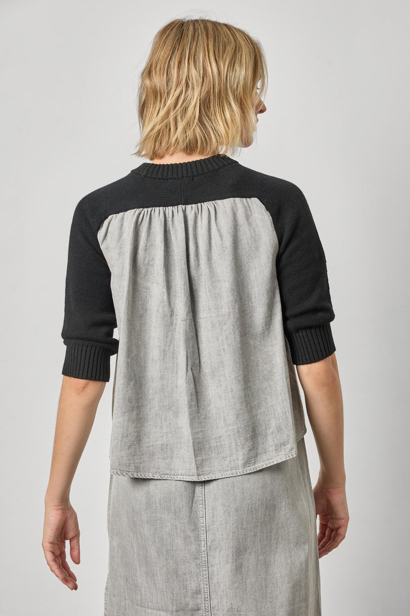 Denim Elbow Sleeve Sweater