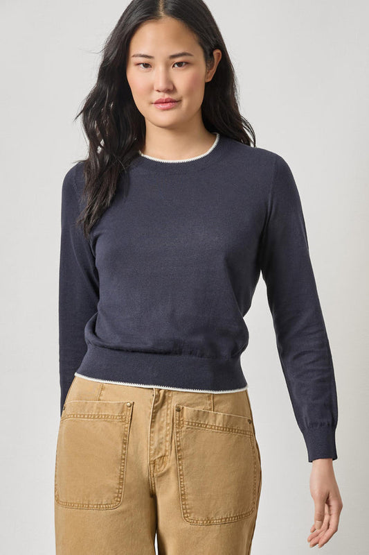 Picot Edge Crewneck Sweater