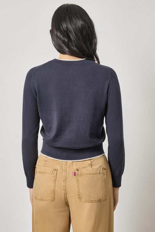 Picot Edge Crewneck Sweater