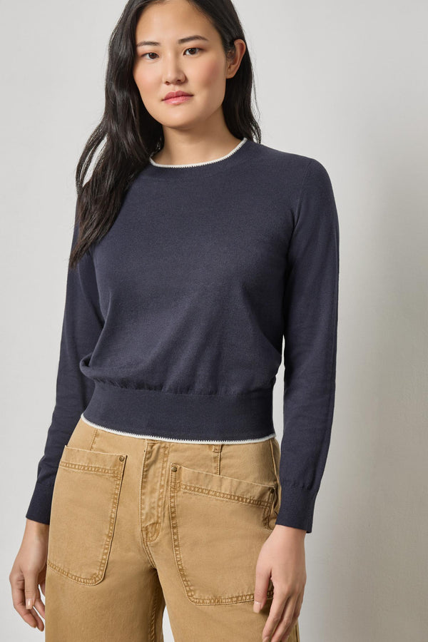 Picot Edge Crewneck Sweater