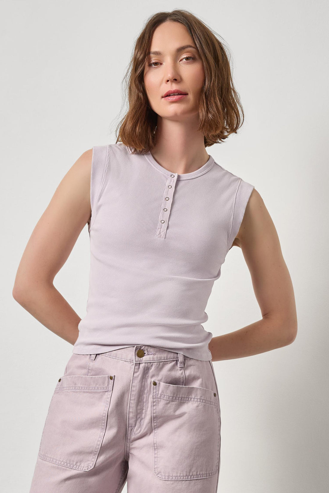 Sunwashed Cap Sleeve Henley