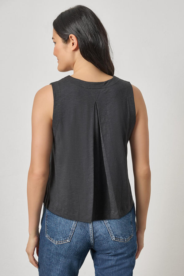 Pleat Back Split Neck Tank