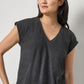 Cuffed Sleeve V-Neck