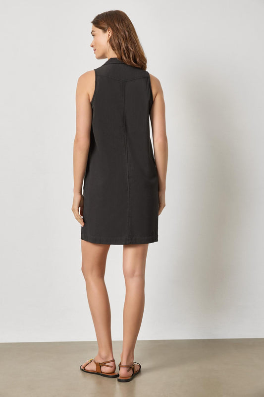 Sleeveless Pleat Pocket Dress